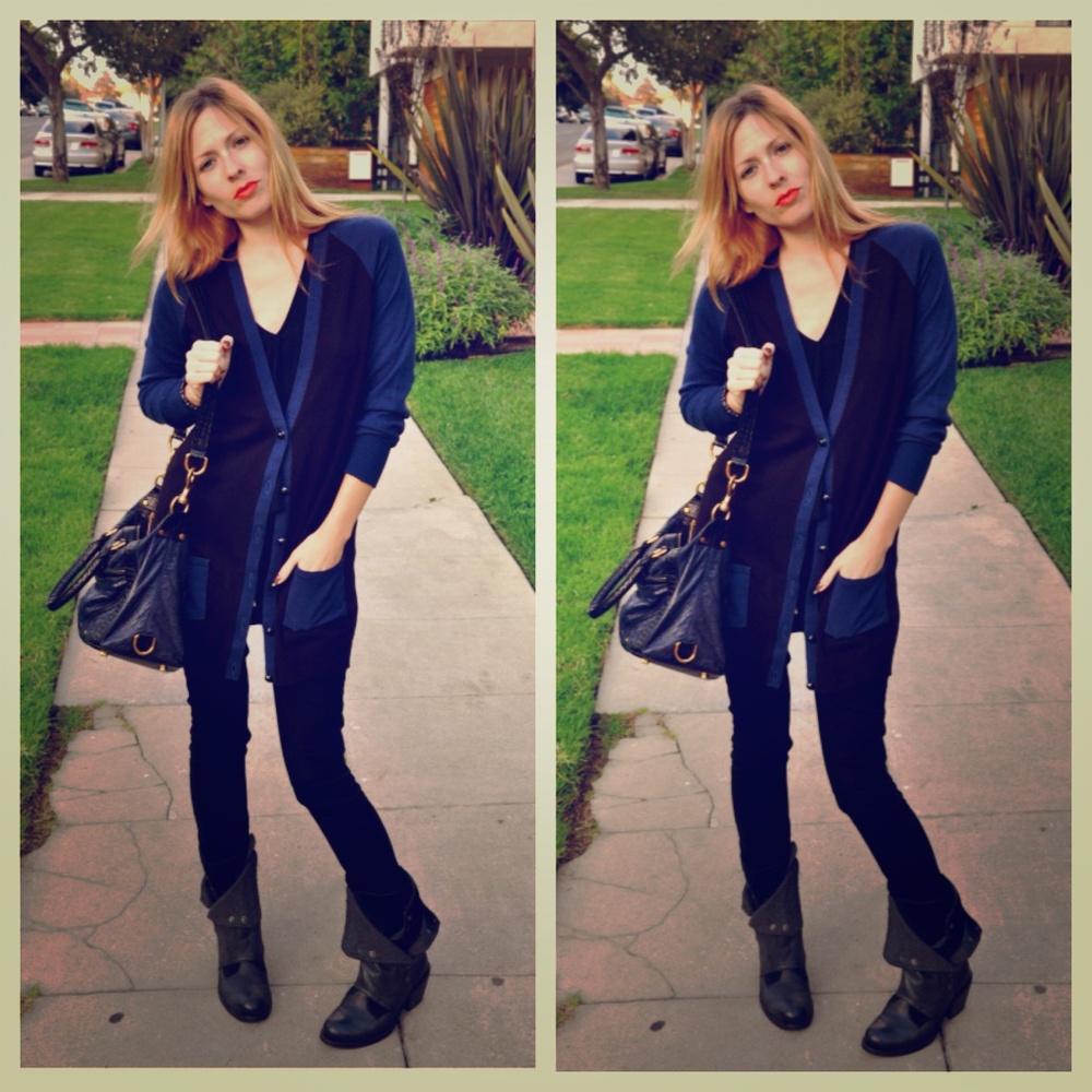 Kirna Zabete Black & Blue Cardigan